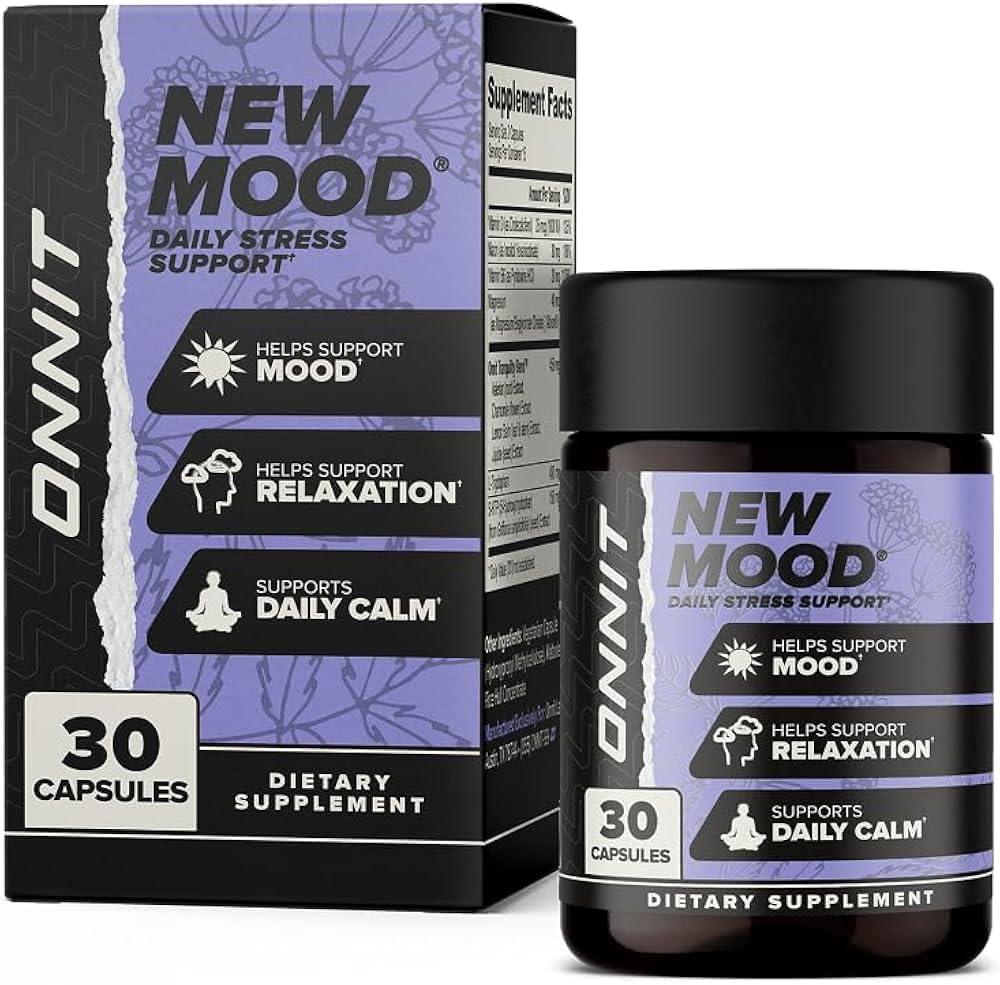 ONNIT New Mood Daily Stress Supples, IGEN ™ Non-GMO Tested, Sleep and Mood Supplement for Men and Women, Daily Stress Management Capsules, 30 Count