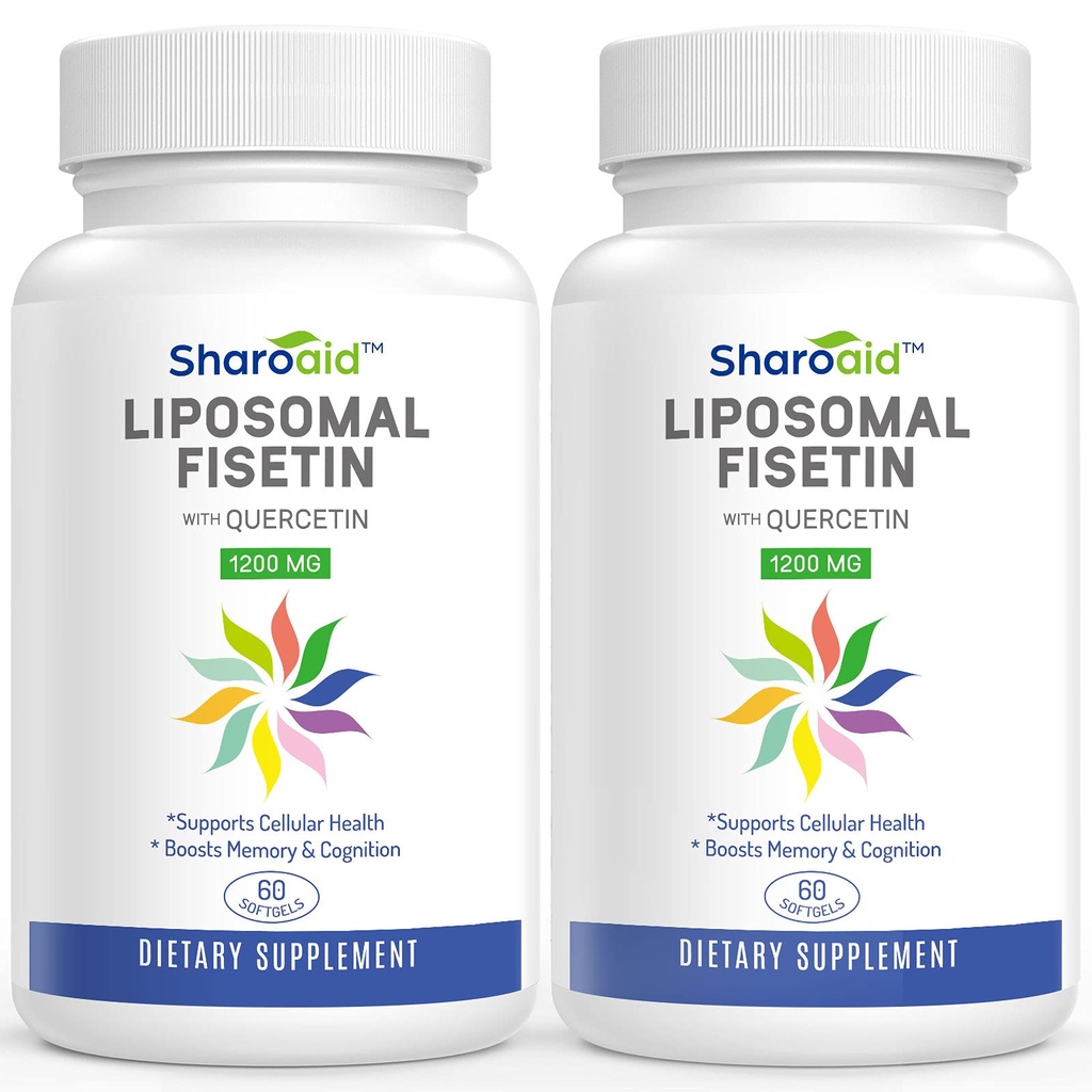 Liposomal Fisetin z suplementami Quercetin 1200 mg na serwowanie, Wysoka absorpcja polifenoli Przeciwutleniacze dla kobiet, mężczyzn, Non-GMO, Gluten- Free, 2 butelek - 120 Softgels