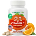 Dzieci Witamina C Tabletki do żucia 250mg - Wegańskie, wolne od GMO-, Gluten Free, Nut Free Vitamin - Suplement diety do wsparcia immunologicznego - dla dzieci - 120 Chewables