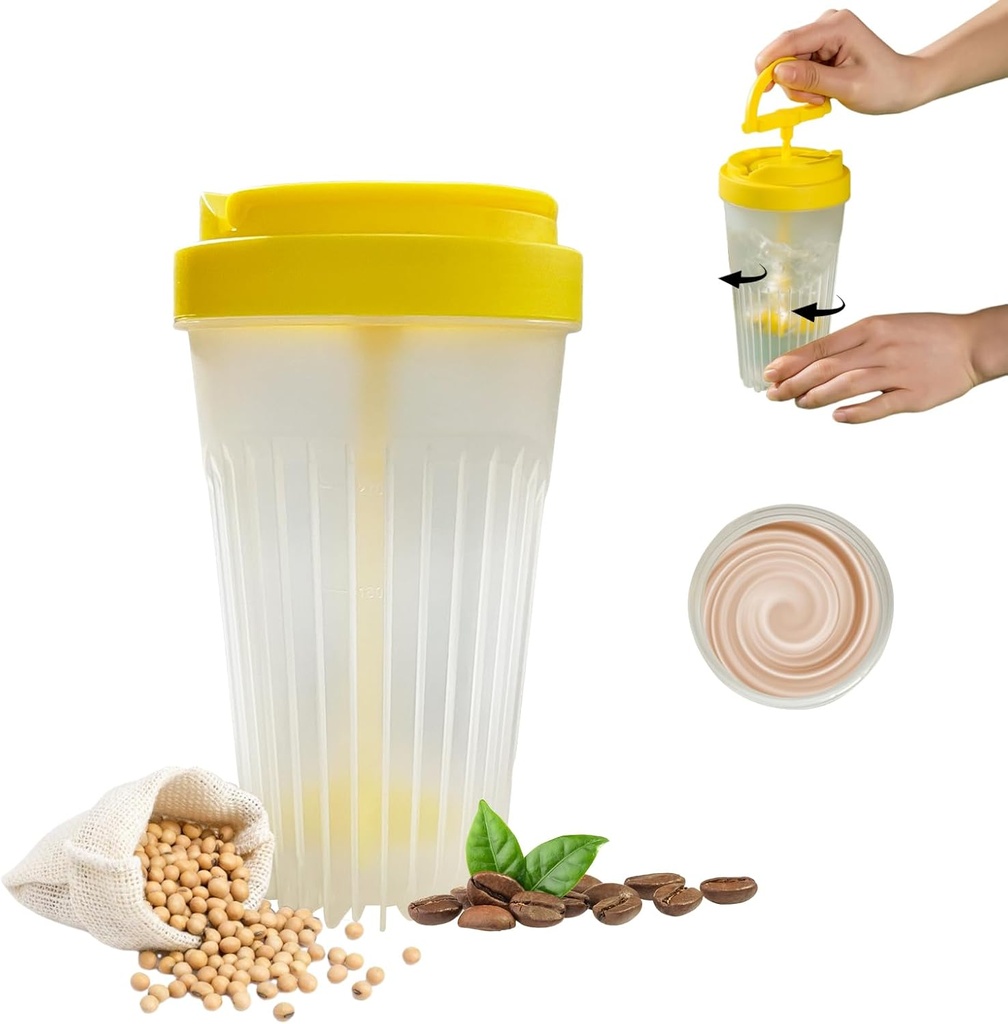 MIUPOO Butelka stirring, Trwały Puchar Stir do Stirring Beverage, Mała Butelka Blender Shaker Butelka, Puchar kawy wielokrotnego użytku Nadaje się do mieszania kawy, Shakes protein, Smoothies, Dodatki do ćwiczeń i napojów