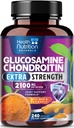Glukozamina Chondroitin 2100mg - 3X Strength Joint Support Supplement with MSM, Glukozamina Siarczan, Turmeric, Boswella, Quercetin dla chrząstki, Elastyczność i Mobilność, Butelkowany w USA, 240 Kapsułki