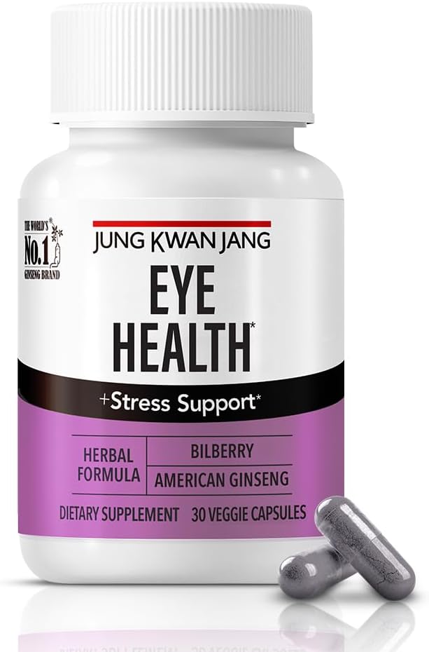 JUNG KWAN JANG Eye Health Support with Bilberry (166mg) and American Ginseng (143mg) for Vision Care, Reduced Eye Strain, Cognitive Support, 30 Kapsułki dla mężczyzn i kobiet