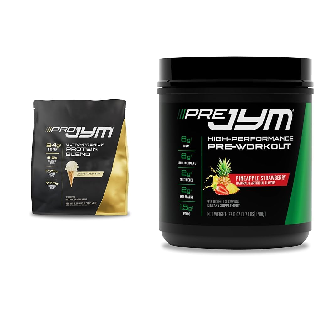 PRO JYM 45 Służenie - Tahitian Vanilla Bean & PRE JYM 30 Służenie - Ananas Truskawka