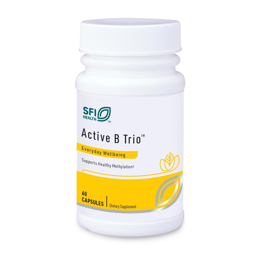 Klaire Labs SFI Health Active B Trio - Methylled Witamina B Complex with B6, B12 & Folate - Bioactive Vitamin for Enhanced Absorption - Promote Healthy Energy & Cognition (60 kapsułki)