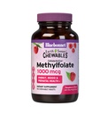 Bluebonnet EarthSweet Methylfolate 1000 µg Celular Active Coense 5- MTHF L Methyl Folate Supplement - Prenatal & Energy Support - Non-GMO, Wegan, Gluten- Free - Malina - 90 Tabletki do żucia