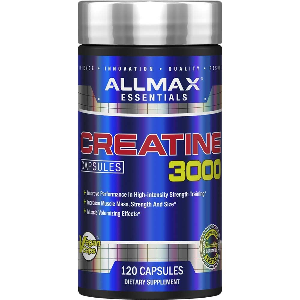 ALLMAX Nutrition - Monowodzian kreatyny, Mikronizowany Proszek krewowy dla wytrzymałości i odzysku mięśni, Bezgluten i szybkie Absorbowanie, 120 Kapsułki