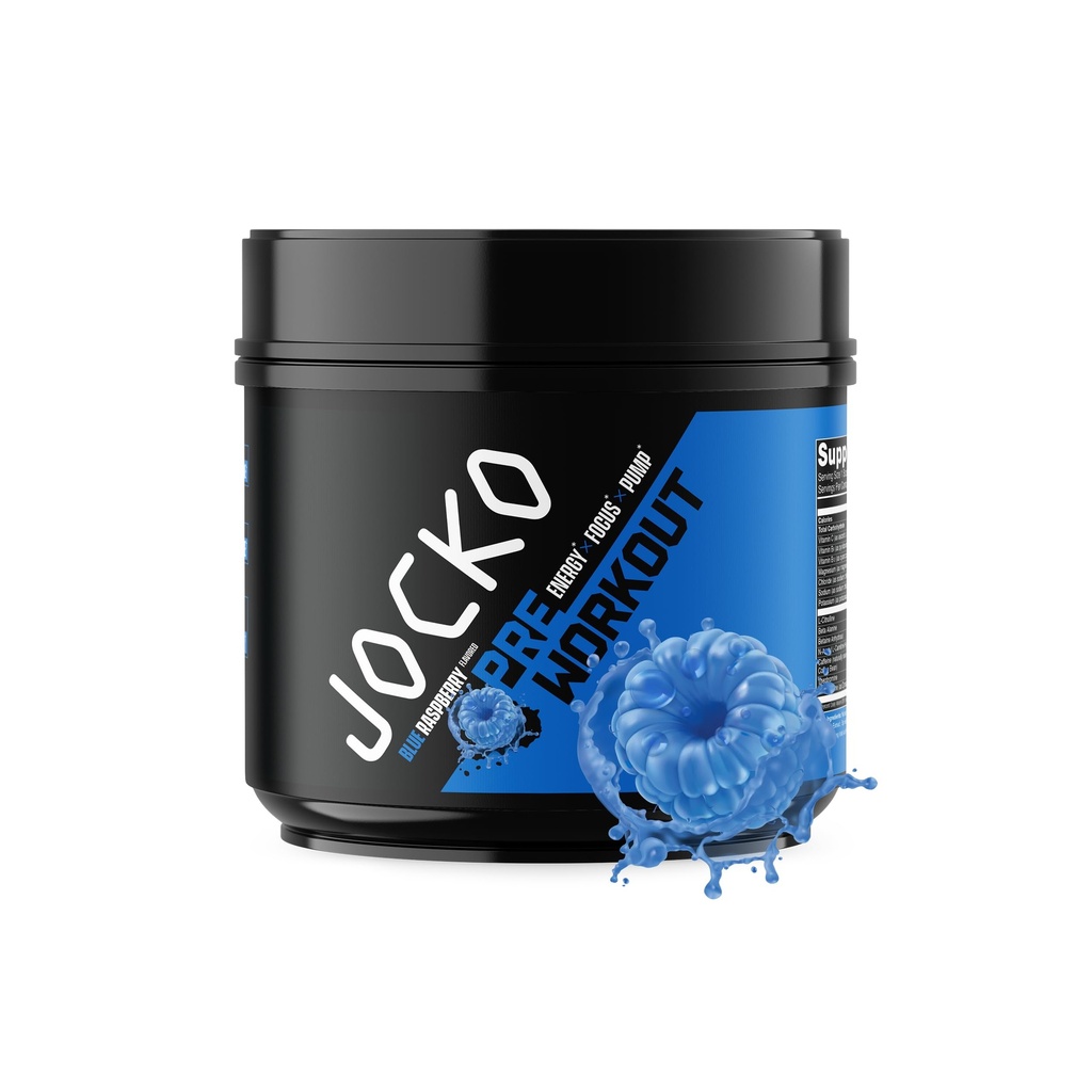 Jocko Paliwo Ultimate Pre Workout Powder - Wstępny trening Energy Powder Drink dla mężczyzn i kobiet - Wysokie Stim Sugar-Free Nootropowy Mieszanka do wsparcia pompy mięśniowej, Energia, & Odzyskiwanie 200mg Kofeina Blue Malina