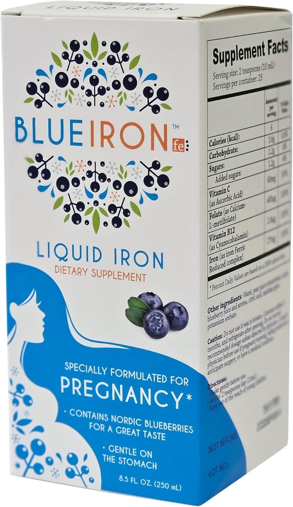 Ciąża Płynny suplement mineralny, Żelazko, Made with Nordic Blueberries z Finlandii dla Wielkiego Smaku, Full of Beneficial przeciwutleniacze, 8.5 fl oz