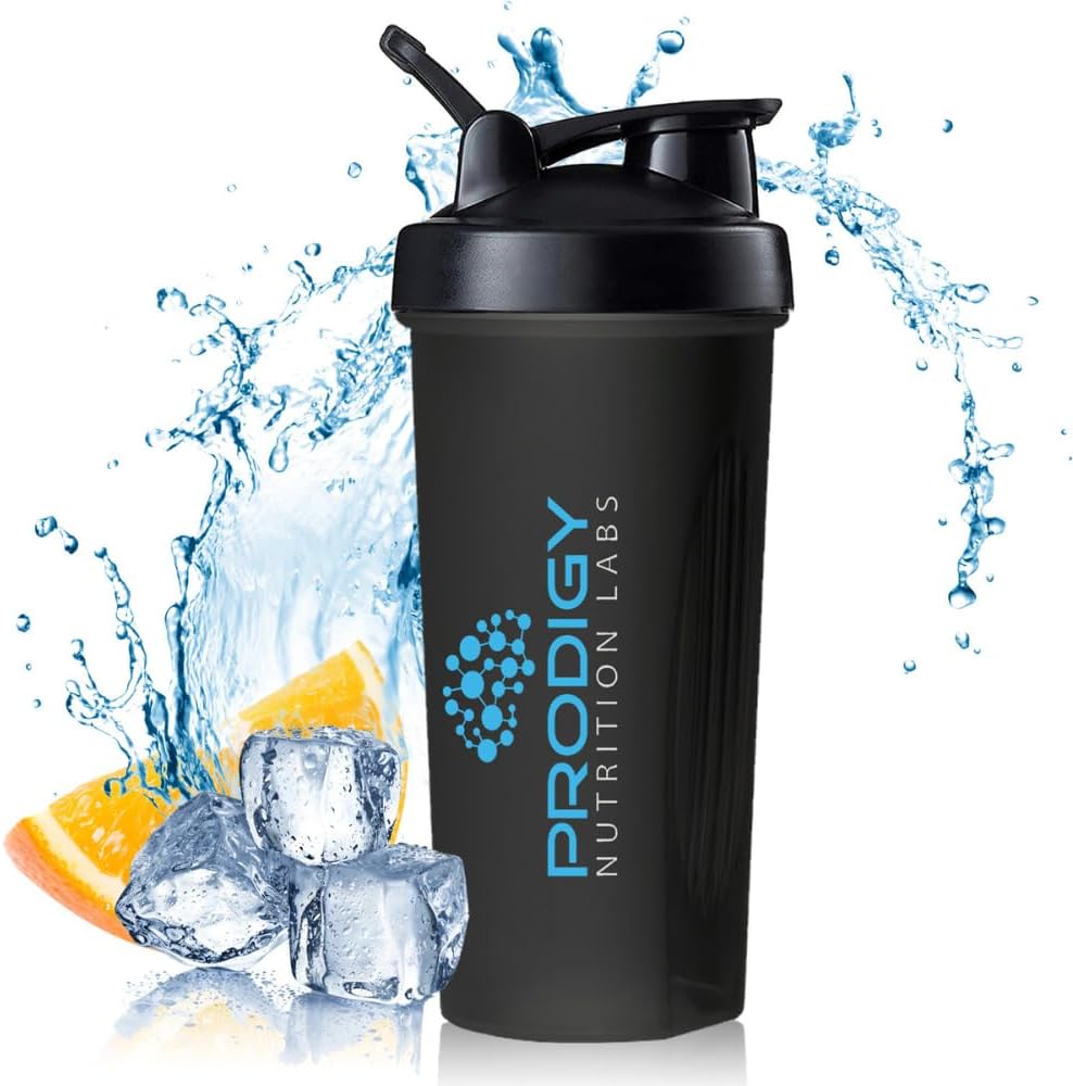 Protein Shaker 20oz Duży Shaker Butelka Perfect for Workout Supplements, Proszek do protein, Napoje sportowe, BCAA 's, Meal Replacement, BPA Free, dla sportowców fitness Entuzjastów - Black