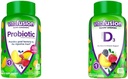 Witafuzja Probiotyczne Gumy Suplementy, Malina, Brzoskwinia i Mango Flavors & Witamina D3 Gummy Witaminy dla wsparcia kości i układu immunologicznego