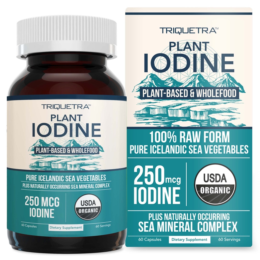 Organiczny suplement jodu z Sea Vegetable Complex, Whole Food & Raw Form - Jod Plus Trace Mineral Complex - Zawiera najczystsze Islandzkie Sea Kelp, Irish Moss & Bladderwrack (250 µg)