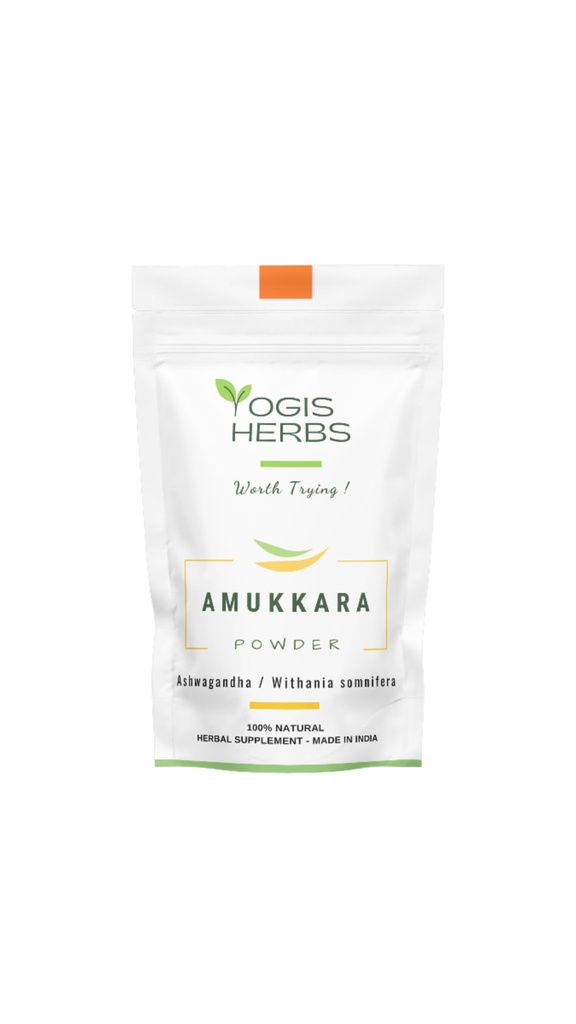 YOGIS HERBS Amukkara Proszek (Withania Somnifera) - Aswagandha Proszek korzeniowy 1Lb Świeży i Czysty