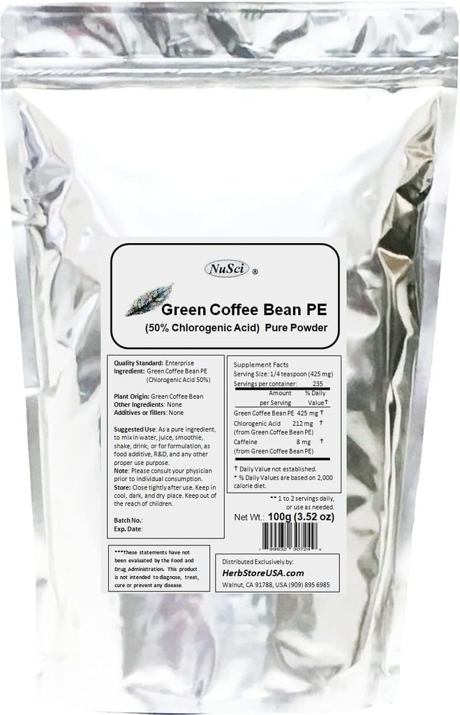 Proszek do ekstrakcji zielonej fasoli, standardowy 50% kwasu chlorowego (100 gramów (3,52 oz))