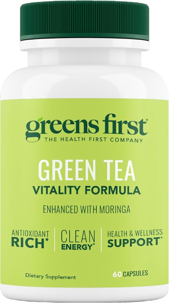Formuła pierwszej zielonej herbaty witalności - Wzmocniona z Moringa - Antyoksydant- Bogate dla czystej energii - Wegan & Gluten- Free - Potężny Mieszanka dla energii & ogólne Wellness (60 Kapsułki)