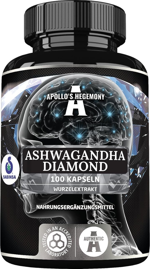 Ekstrakt APOLLO 'S HEGEMONY Ashwagandha 568 mg na tabletkę, 100 tabletek wegańskich, 400 Sług na opakowanie, Wyciąg Withania somnifera Zawiera 7% z nanolidami, Wspomaganie pamięci i koncentracji