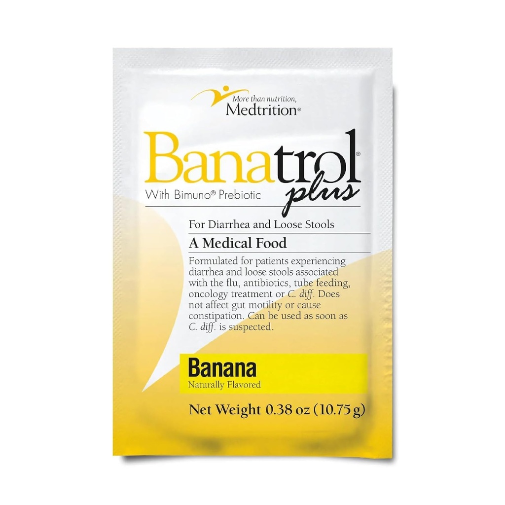 Banatrol ® Natural Anti- Biegunka z prebiotykami, Ulga od przewlekłej Biegunki, IBS, Powracająca Biegunka, Klinicznie wspomagane Medical Food, Non- Constipating, 25 Służenie (Banana)