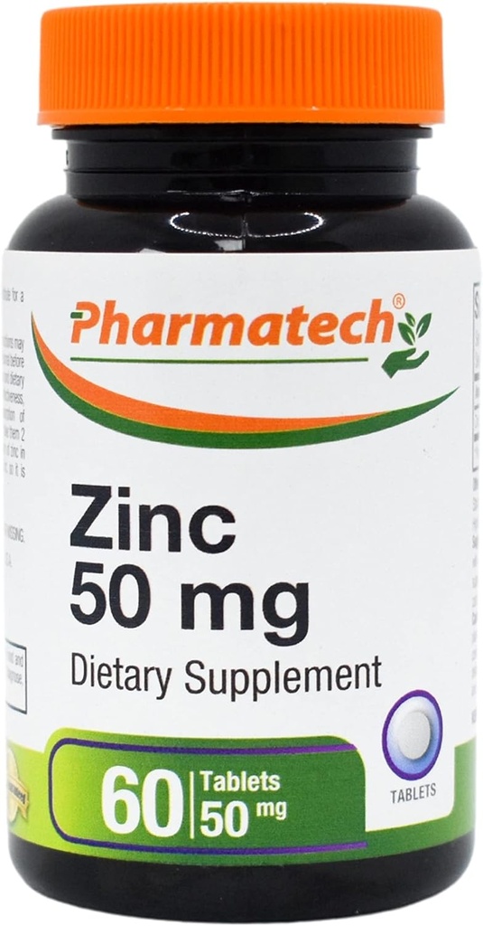 Cynk 50 mg, Suplement immunologiczny, Cynk pierwiastkowy chelatowany Glukonian, Mineralny przeciwutleniacz dla zdrowia mężczyzn i kobiet, Trądzik, Łatwy do połknięcia, 60 Tabletki