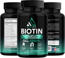 Biotin i Kolagen Suplementy z keratyną - Biotin 5000mcg Kapsułki do włosów Wzrost, Zdrowa skóra i paznokcie - Zoptymalizowany Mieszanka kwasu hialuronowego i kompleksu witaminy B dla kobiet i mężczyzn, 90 Kapsułki