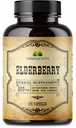 Kapsułki z jagodami - Natural Black Elderberry Herbal Supplement - Wzmacniacze immunologiczne dla dorosłych, Wsparcie pokarmowe, Przeciwutleniacze & Witamina C - Fiber- Rich, Non-GMO - 100 Kapsułki dla mężczyzn i kobiet