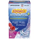 Emergen- C Hydration + Sports Drink Mix Witamina C (18 Count, Malina Flavor), uzupełnianie elektrolitów, 0.33 Opakowania proszku Ounce