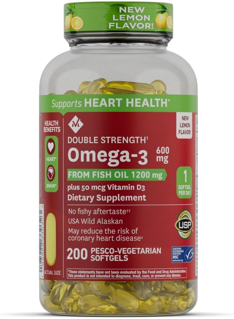 Mark 600mg Omega-3 z oleju rybnego z 50 μg witaminy D3 (liczba 200)