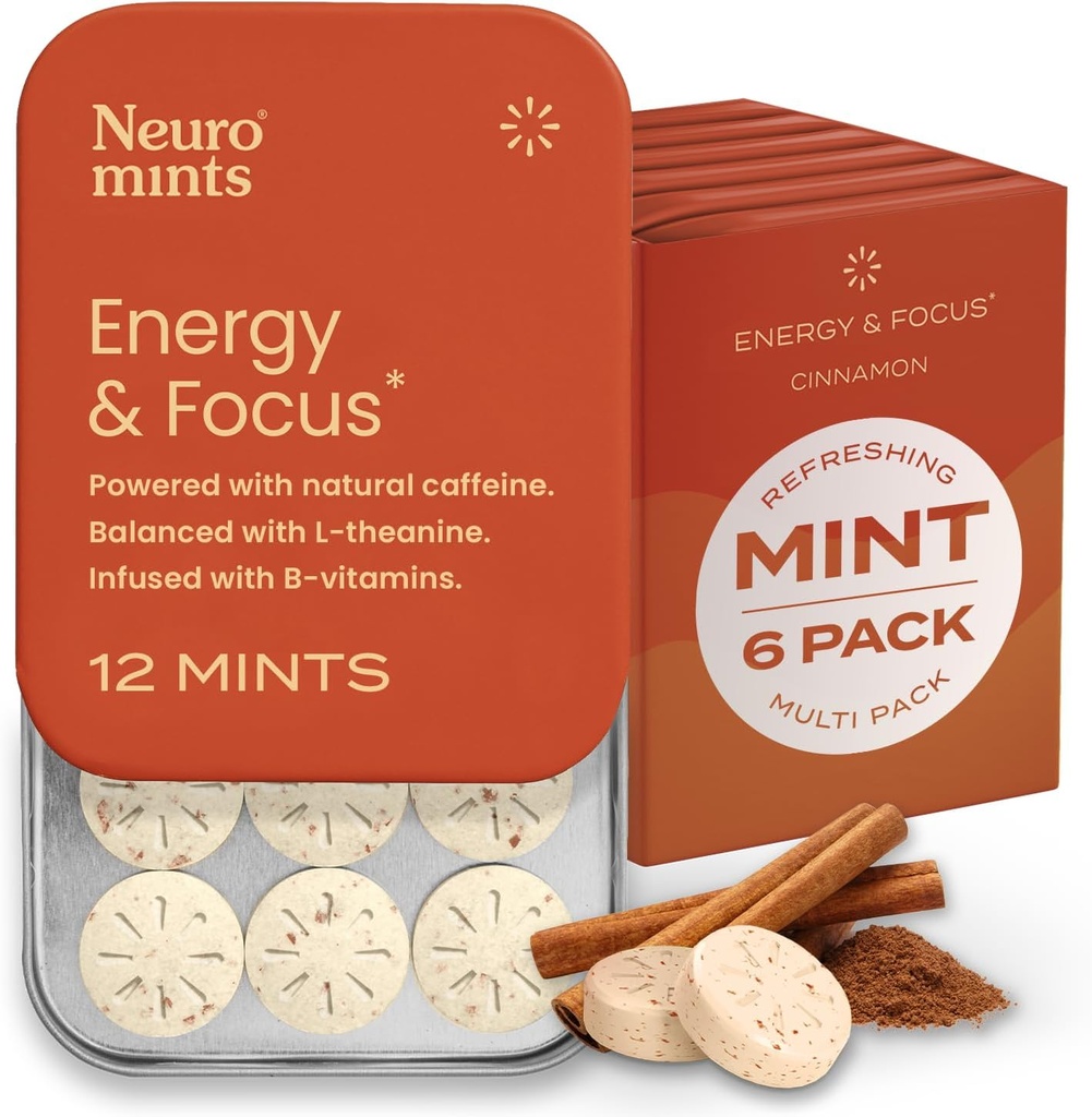 NeuroGum Energy Cafeline Mints (72 Kawałki) - Sugar Free with L- theanine + Natural Cafeline + witaminy B12 & B6 - Nootropic Energy & Focus Supplement for Women & Men