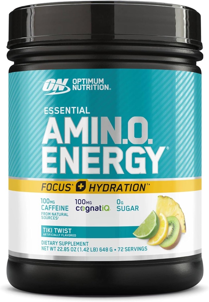 Optimum Nutrition Esential Amino Energy Focus + Hydration, Tiki Twist, 72 Służenie