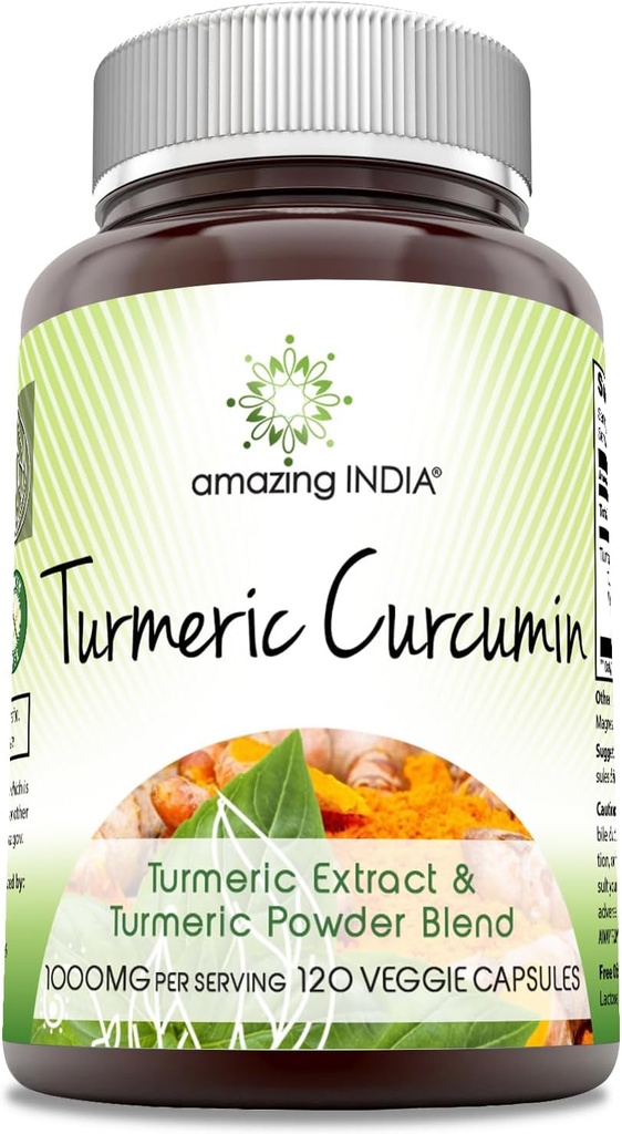 Niesamowite Indie kurkumina Turmerowy 1000 Mg na serwowanie 124; 120 Veggie kapsułki Suplement suplement 124; Mieszanka proszku Turmeric & Turmeric Extract 124; Non-GMO Dwudziesty 124; Gluten wolny 124; Made in USA