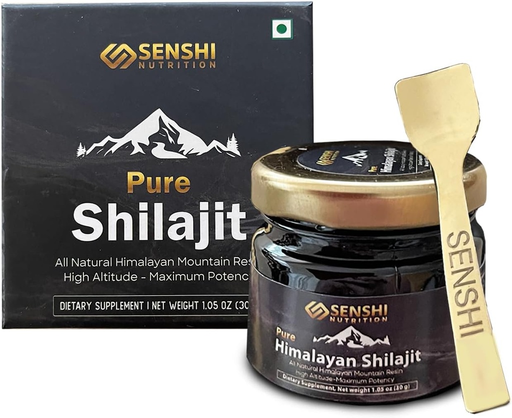Shilajit - All Natural Maximum Potency Himalayan Mountain Resin from High Altitude - 100% Pure Shilajit with Fulvic Acid & 85 + Trace Minerals Complex - 1 oz / 30 g with Free Spoon Included