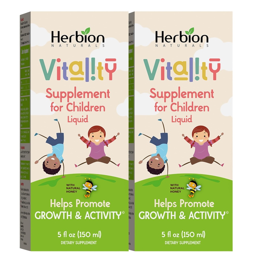 HERBION Naturals Vitality Supplement for Children, Promotes Growth and Apetite, Relieves Fatigue, Poprawia kondycję psychiczną i fizyczną, dla dzieci 1 rok & powyżej, 5 Fl Oz (Pack of 2)