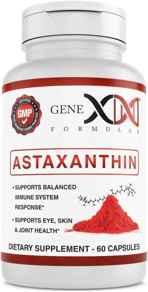 GENEX 12mg Astaksantyna Softgels (60 kapsułek) Naturalny przeciwutleniacz dla oczu, skóry i wspólnego zdrowia i wsparcia immunologicznego - Gluten Free, Non-GMO (60 Day Supply)