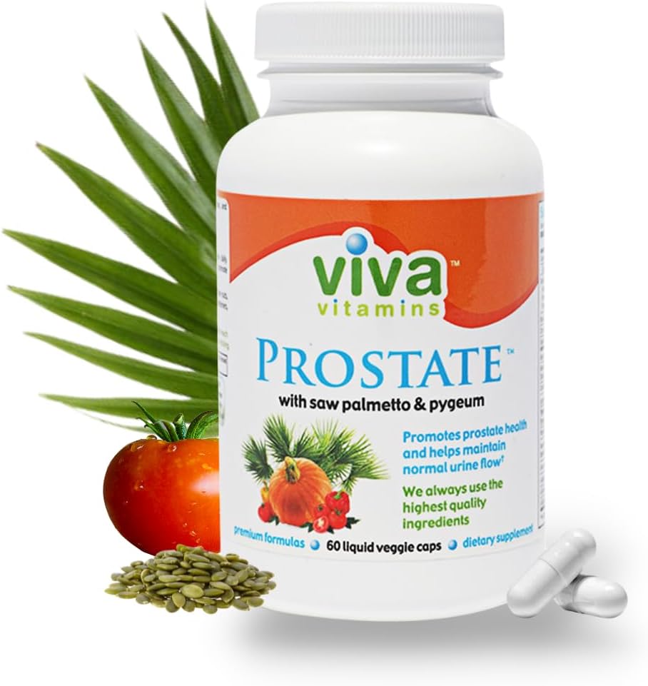 Viva Vitamin Prostate suplementy zdrowia dla mężczyzn - z Pygeum, Olej z nasion dyni, i Saw Palmetto dla mężczyzn, Prostate Suplements dla mężczyzn, Prostate Formuła dla Bladder Health, 60 Veggie Caps
