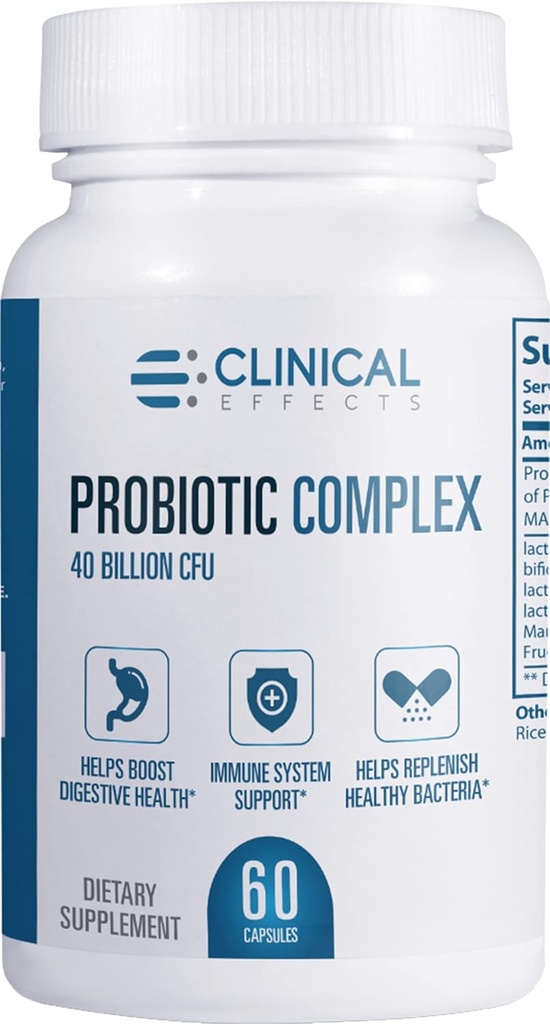 Skutki kliniczne Probiotyczne Kompleks - Gut Health Probiotyka dla kobiet i mężczyzn - 6 Kluczowe Organiczne Probiotyczne Szczepy do wspierania trawienia i ogólnego zdrowia - 60 Veggie Probiotic Kapsułki - Made in The USA