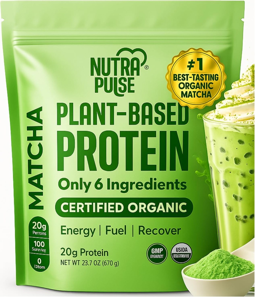 Wegański proszek białkowy - 20 g Organic Plant-Based Protein - Niskie węglowodany, Gluten- Free, Soy- Free, Dairy-Free - No Sugar, Brak sztucznych słodzików - Smoothie, Pieczenie i Gotowanie Przyjazny - 1 opakowanie