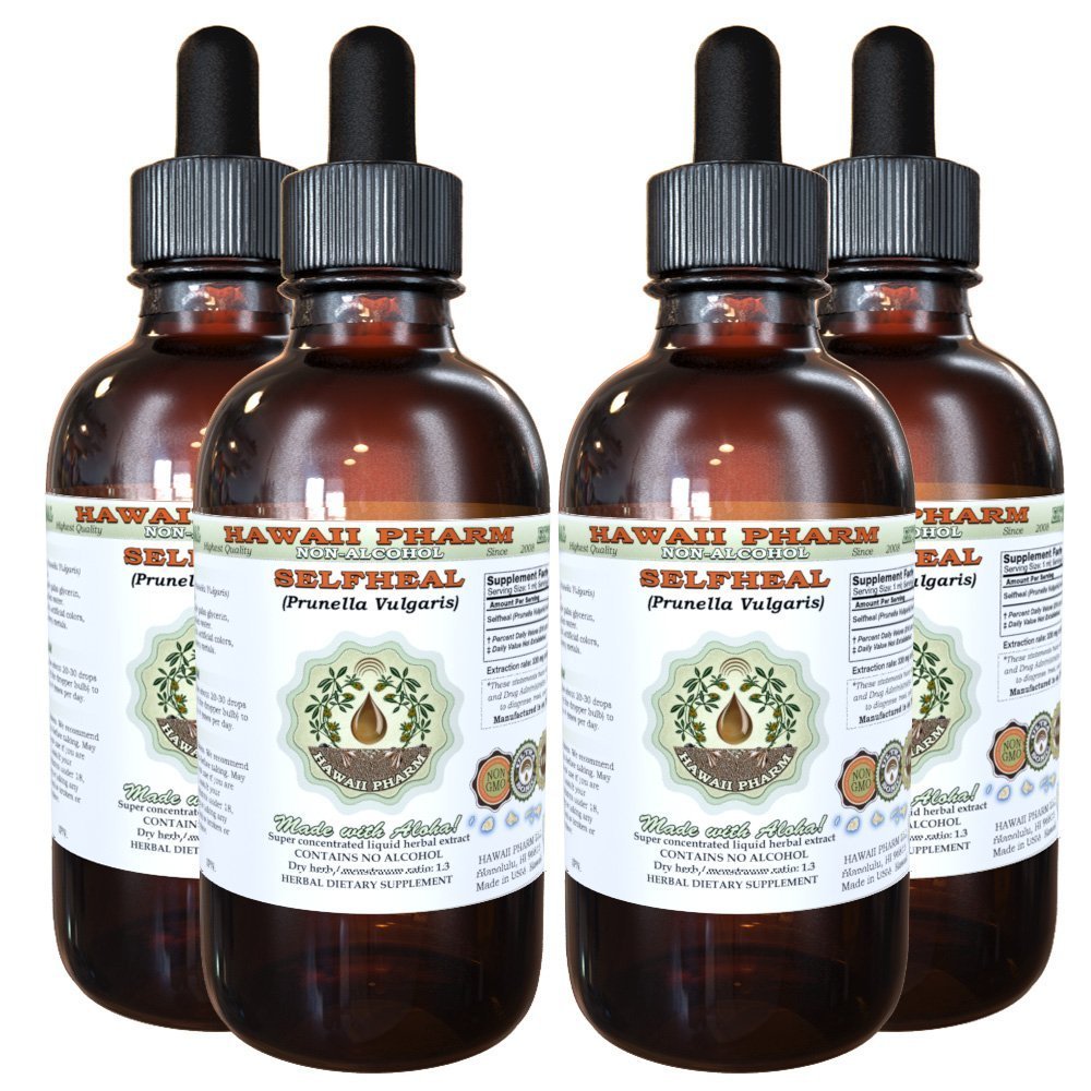 Selfhery Alcohol- Free Liquid Extract, Organic Selfhery (Prunella Vulgaris) Suszony Herb Glycerite Natural Herbal Supplement, Hawaii Pharm, USA 4x4 fl.oz