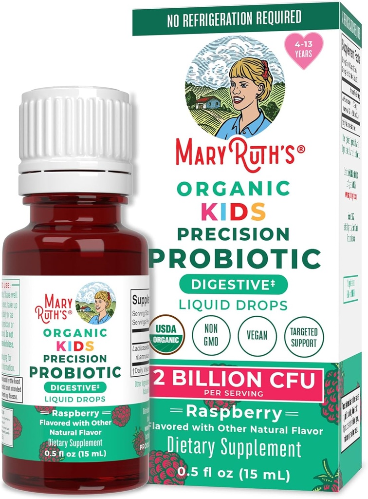 MaryRuth Organics USDA Organic Liquid Kids Probiotic Drops 124; Digestive Health Division 124; Gut Health 124; Kids Immune Supplement Supplement Agreement 124; Ogólny Zdrowie i Wellness 124; Non GMO Division 124; Wegan 124; 30 Służenie