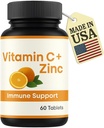 LLC Witamina C Tabletki 1000mg z cynkiem - Suplement immunologiczny dla dorosłych - Antyoksydant o dużej mocy - Wspiera zdrowie skóry i zimną relief - Nie-GMO, Bez glutenu - 60 Tabletki