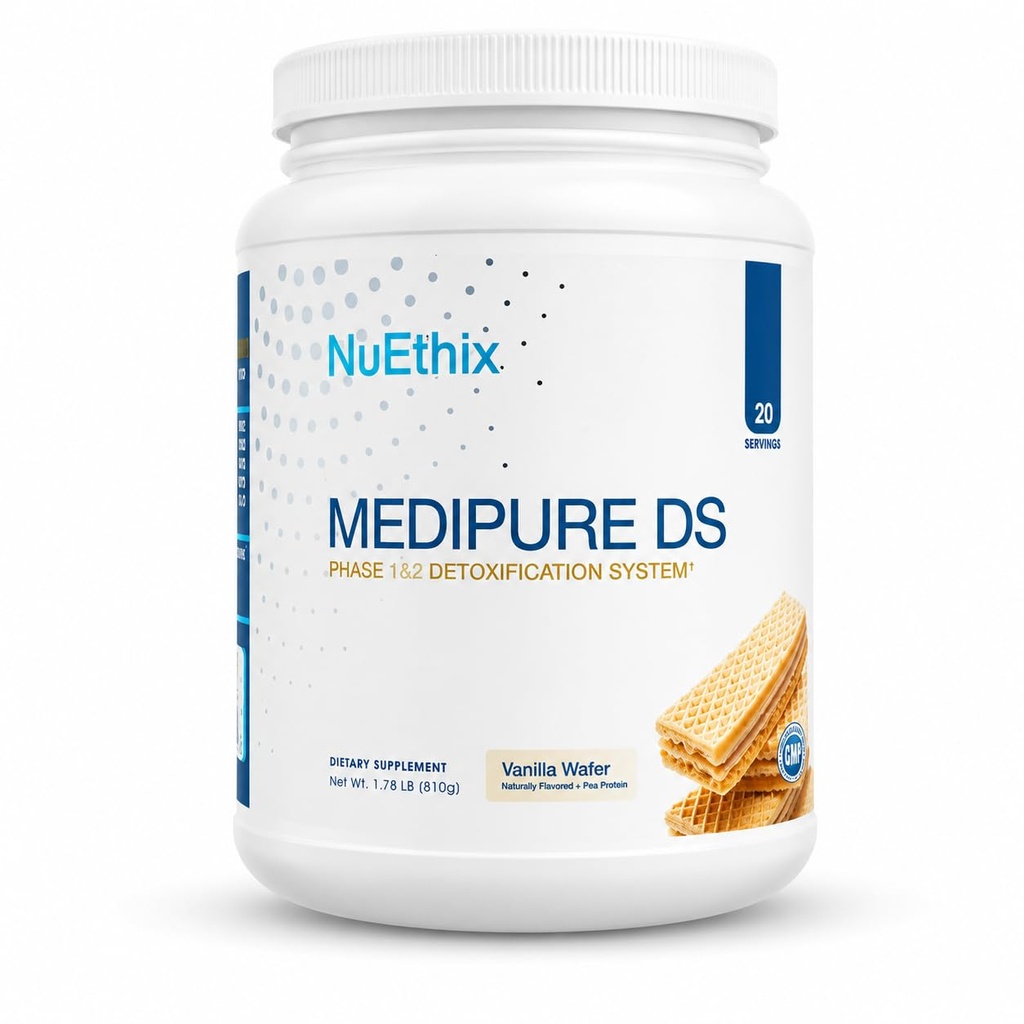 NuEthix Kombinacje Mediclean DS z Pea Protein Faza 1 i 2 Detoksykacji System, Suplement do pomocy Wsparcie Naturalnego Detoksykacji ciała Proces, Wanilia Wafer (Non-Caffeined), 20 Sługi