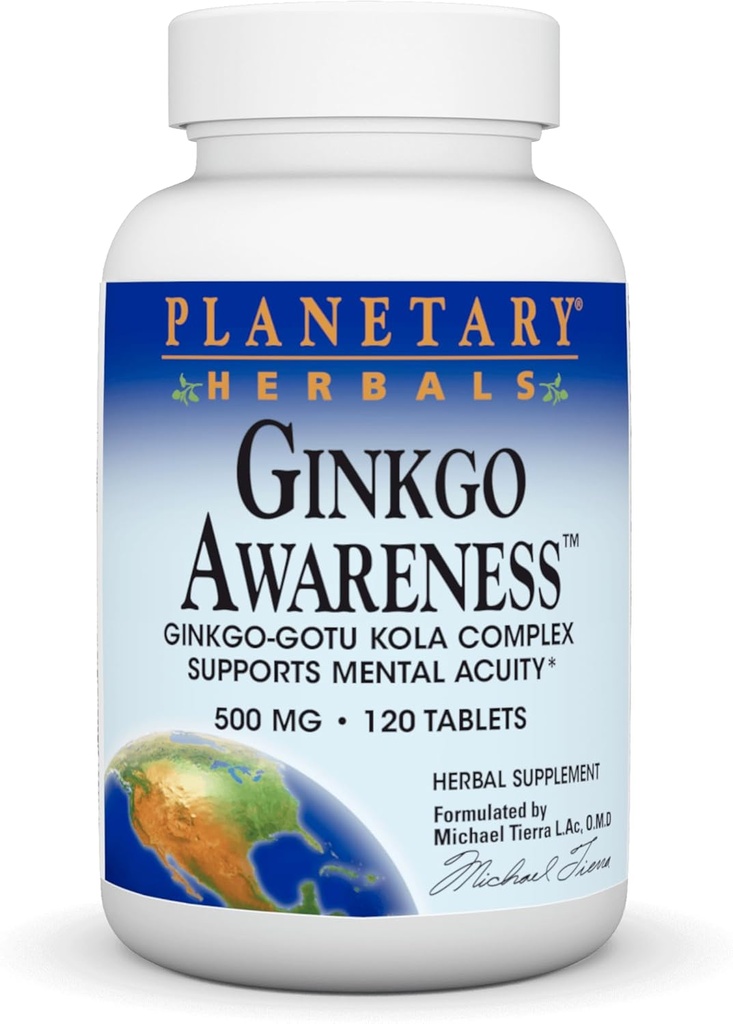 Planetarne zioła Ginkgo Świadomość Tablets, 120 Count