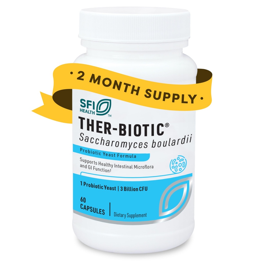 Klaire Labs SFI Health Ther- Biotic Saccharomyces Boulardii Probiotics for Women & Men - S Boulardii Probiotics for Digestive Health & Immune Support - Pomaga zdrowej florze jelitowej (60 kapsułki)