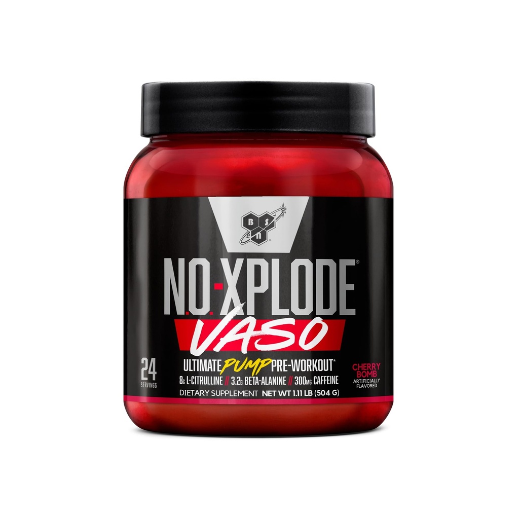 BSN N.O.-XPLODE Vaso Pre Workout Proszek z 8g L- Citrulina i 3,2g Beta- Alanina i Energia, Flavor: Bomba wiśniowa, 24 Służenie