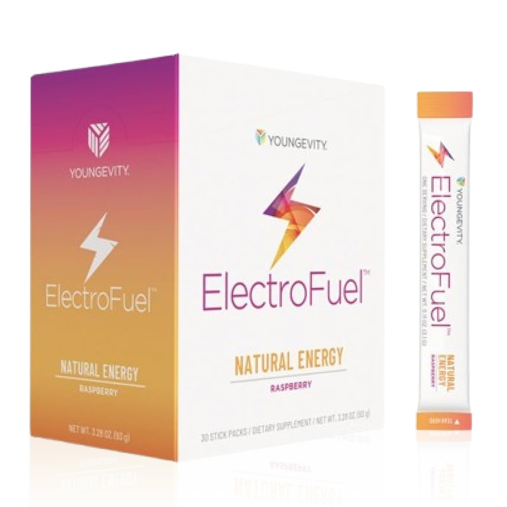 Młodość Oficjalne Electrofuel Natural Energy Drink Mix - Malina Electrolyte Proszek - Energia i nawadnianie - 30 Sticks