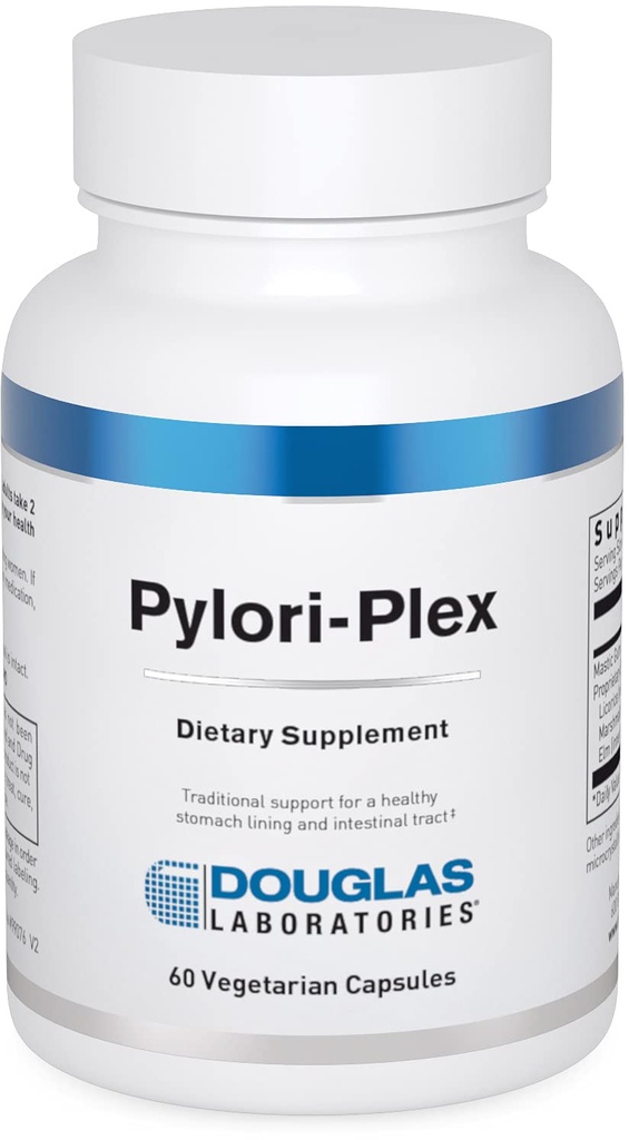 Douglas Laboratories Pylori- Plex - Dla wsparcia stomacha Linning & GI * - Z Mastic Gum, Licorice Root, Marshmallow Root & Slippery Elm - Suplement DGL - 60 Kapsułki wegetariańskie