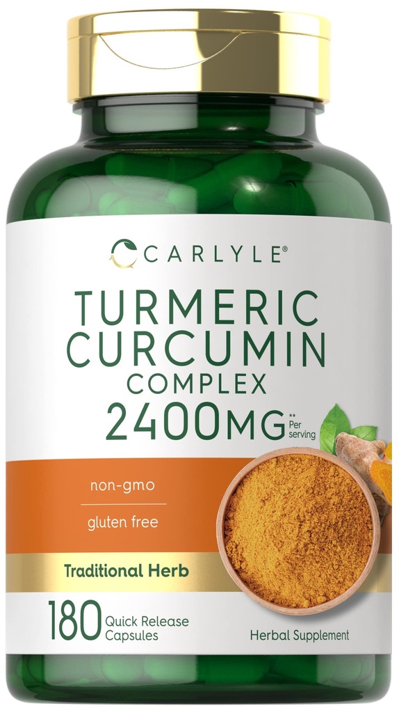 Carlyle Kurkumina Kurkumina Suplement 2400mg 124; 180 Proszek Kapsułki 124; Ziołowy kompleks 124; Non-GMO, Formuła wolna od glutenu