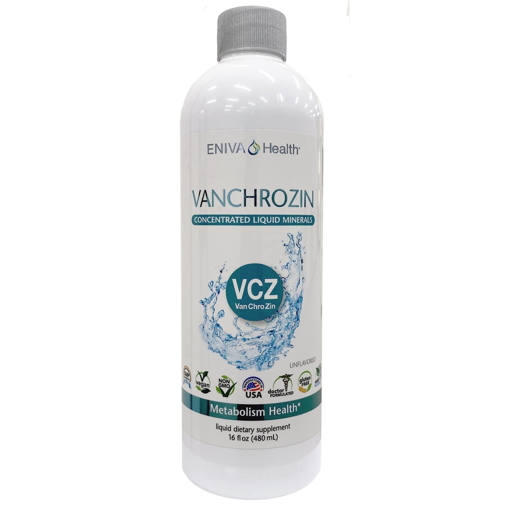 Eniva Health VANCHROZIN Liquid Jonic Minerals Supplement, Vanadium, Chrom & Cynk, Przyjazny dla diabetyków, 16 Fl Oz, 96 Służenie