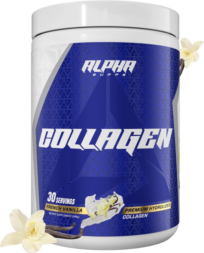 Alpha Supps Premium Zhydrolizowane Białko Kolagenowe w proszku - Suplement Peptydów Kolagenowych dla mężczyzn i kobiet z enzymami trawiennymi - 30 Sług (French Vanilla)