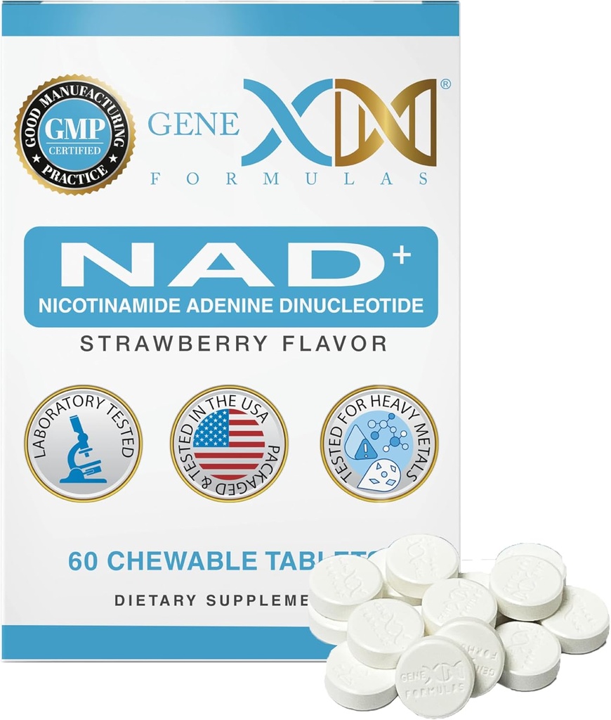 Genex Phillips 500mg NAD + tabletki do żucia (60 tabletek - 30 porcji) 124; Rzeczywisty NAD (Nikotynamid Dinukleotyd adeniny Actual) Nie Prekursor - Non-GMO, Wegetarianin