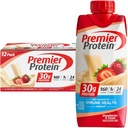 Premier Protein Shake, Truskawki i Śmietana, 30 g Protein, 11 fl oz, Opakowanie po 12 (Opakowania maja Vary)