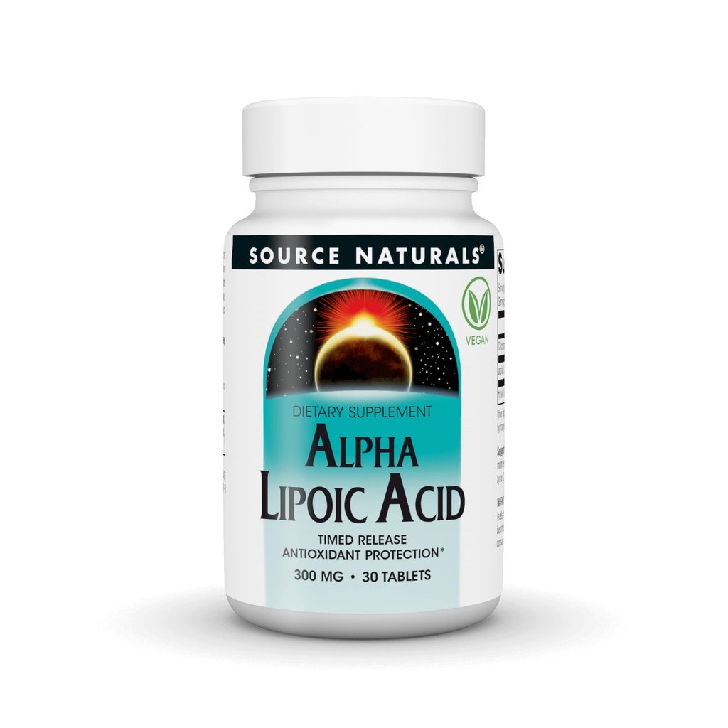 Źródło Naturals Alpha Lipoic Acid - Wspiera zdrową metabolizm cukru, Funkcję wątroby i wytwarzanie energii *, 300mg - 30 tabletek uwalniających czas
