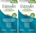 Estroven Complete + Ashwagandha Multi- Symptom Suplement do Menopauzy dla Kobiet - Poświadczone klinicznie składniki zapewniają menopauzę Relief & nocne poty + Hot Flash Relief * - 4 Miesiąc dostawy (Opakowanie 2)